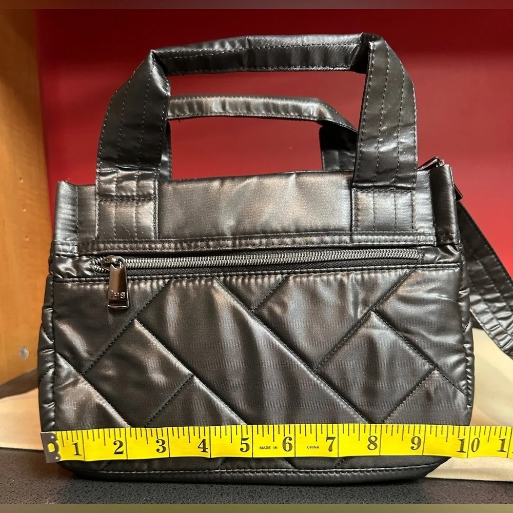 Lug NWOT Dual Handle Jitterbug Crossbody Tote Black Metallic Multiple Pockets